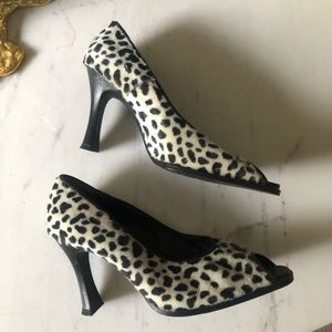 Dalmatian print fur heels